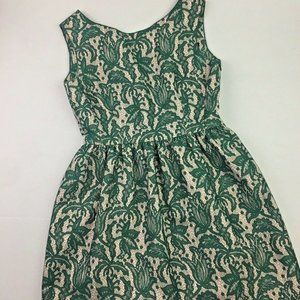 Zara Green Lace Overlay Low Back Tulip Mini Dress